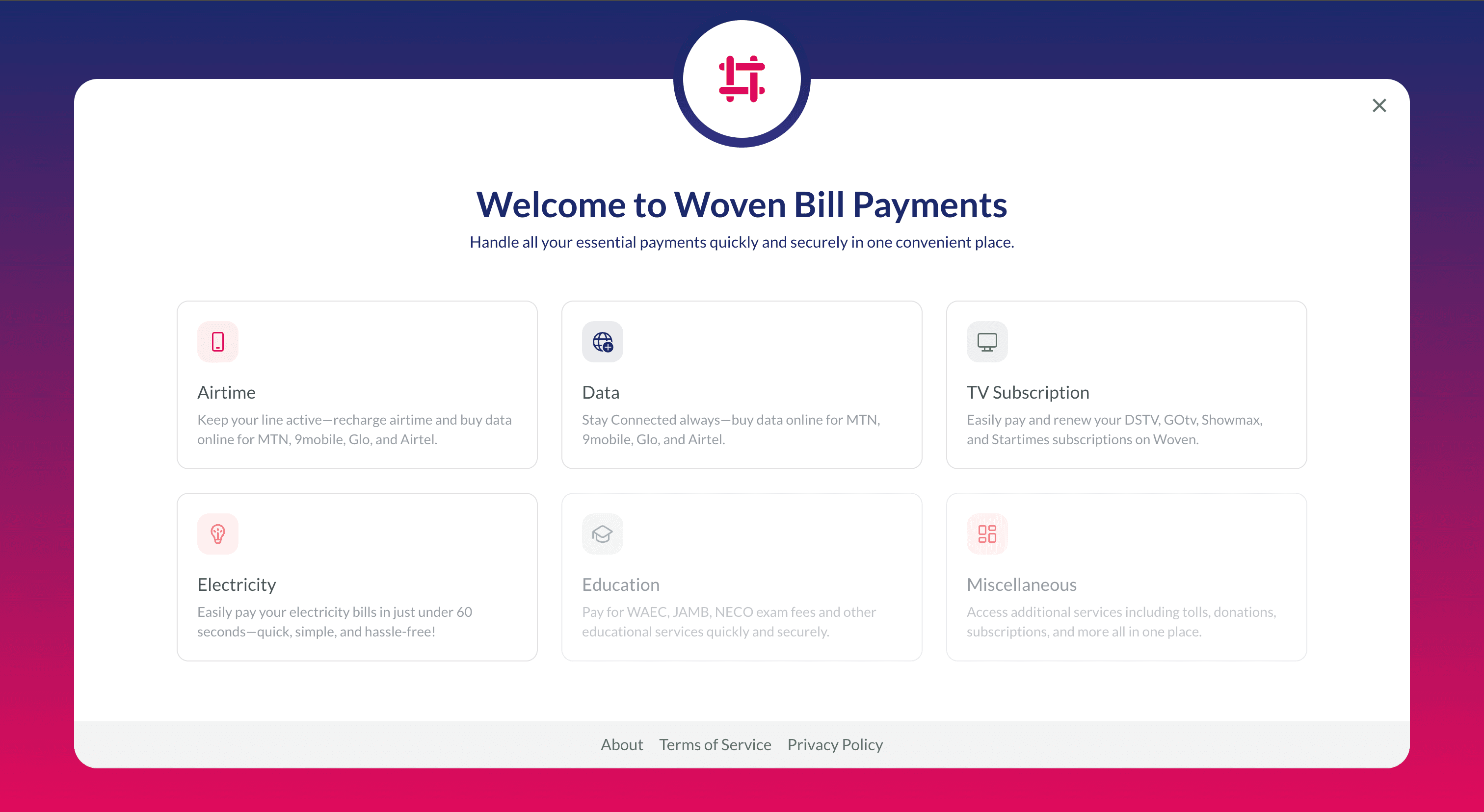 Woven Bills Payment